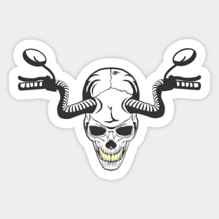 Skull with horns like a motorcycle handlebar. Sticker
